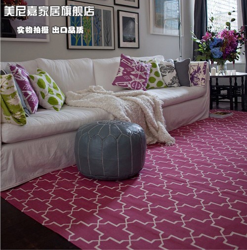 客厅手工腈纶地毯加厚加密不掉毛可订做床边毯 飘窗毯  美尼嘉
