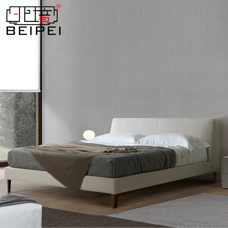 北培布艺床 简约现代双人床可拆洗1.8米  小户型布床北欧时尚婚床