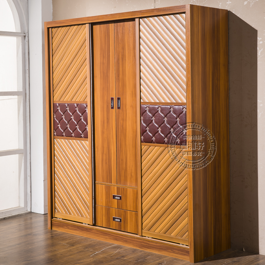 简约现代大容量宜家组合木质衣柜整体滑门推拉门衣橱包邮板式家具