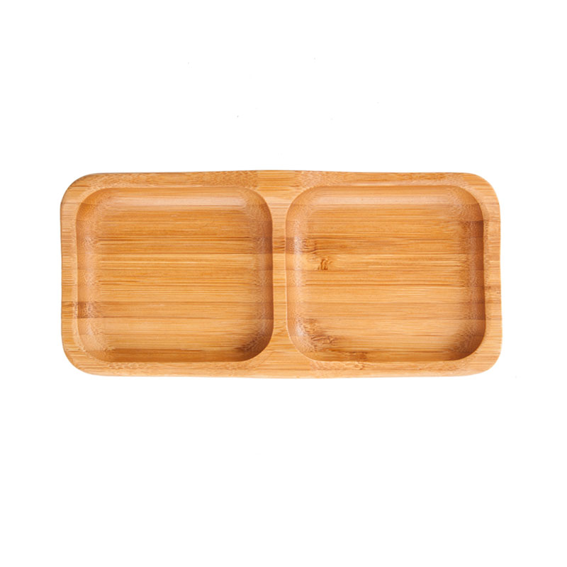 竹设 新品双格调味碟 小菜碟 创意餐具 点心碟子 日式和风餐具