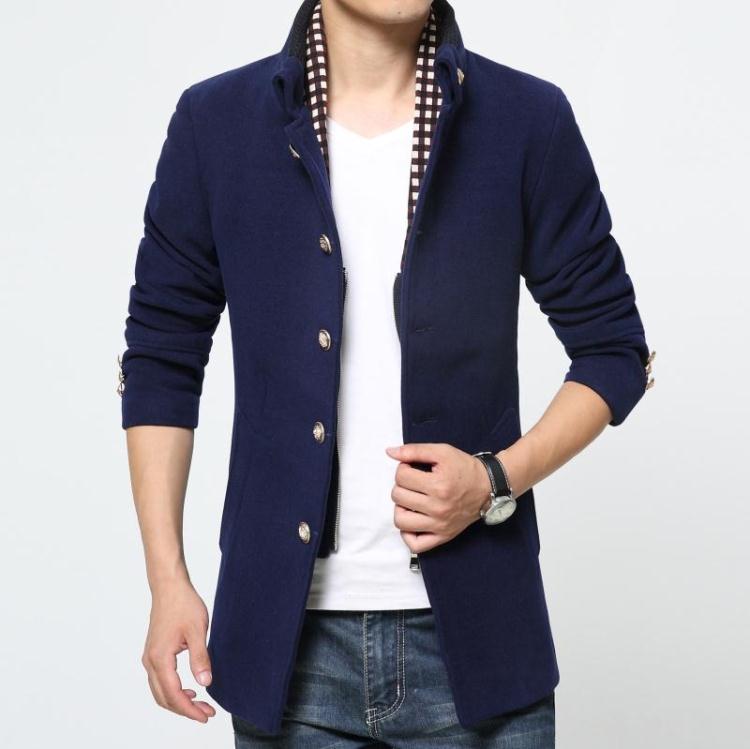2015新款冬季中长款男士呢大衣韩版修身英伦立领呢子加厚休闲外套