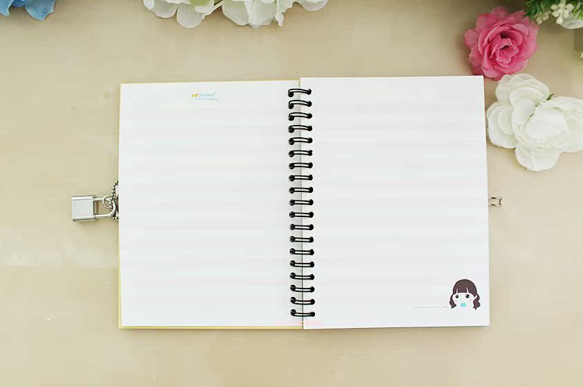 韩国流行minidoll品牌可爱卡通创意带锁日记本文化用品笔记本