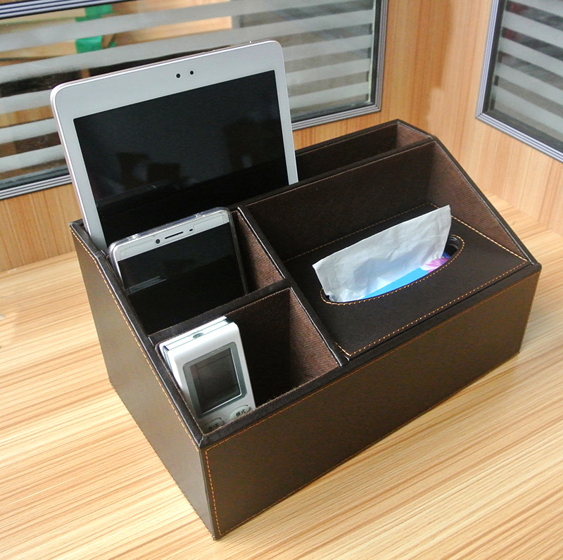 创意家居多功能纸巾盒 欧式皮革抽纸盒 桌面遥控器办公用品收纳盒