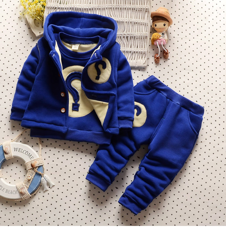 宝宝冬装男0-1岁加绒加厚三件套2婴儿童冬棉衣外套3保暖套装卫衣