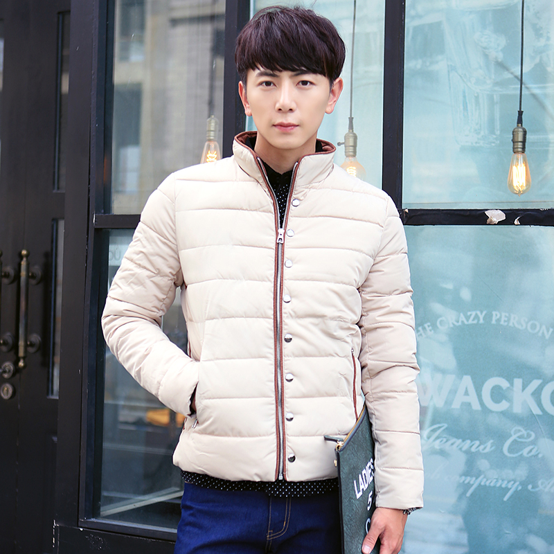 2015冬季男士新款时尚棉衣 韩版修身立领青少年时尚棉服外套