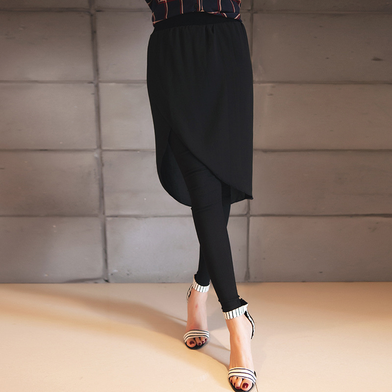 2015春装新款女式韩版雪纺拼接裙裤 修身大码裙裤