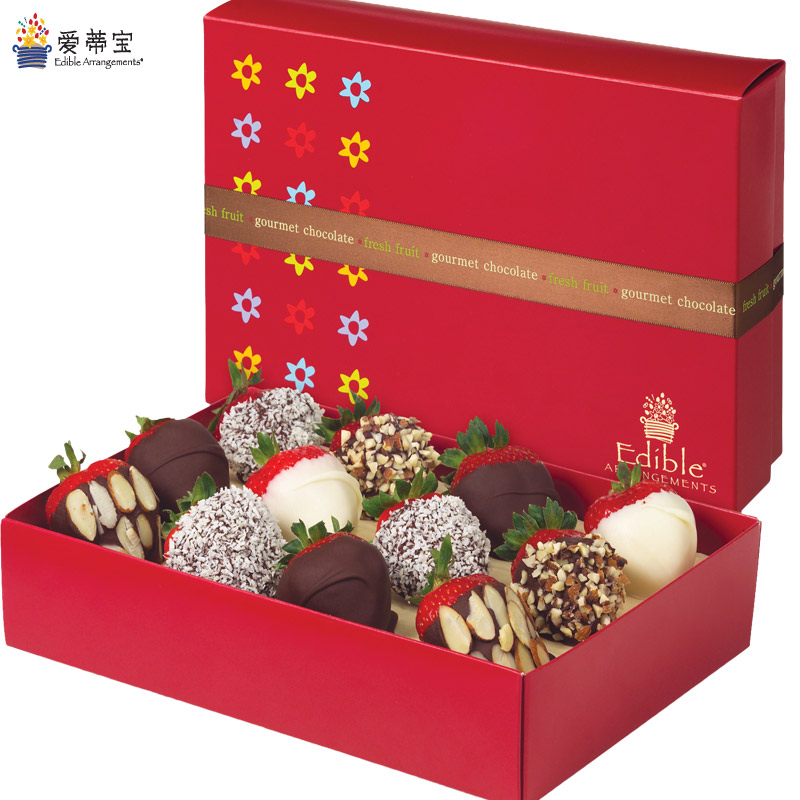 爱蒂宝草莓缤纷礼盒红颜草莓礼盒水果礼品水果巧克力礼盒示爱礼物