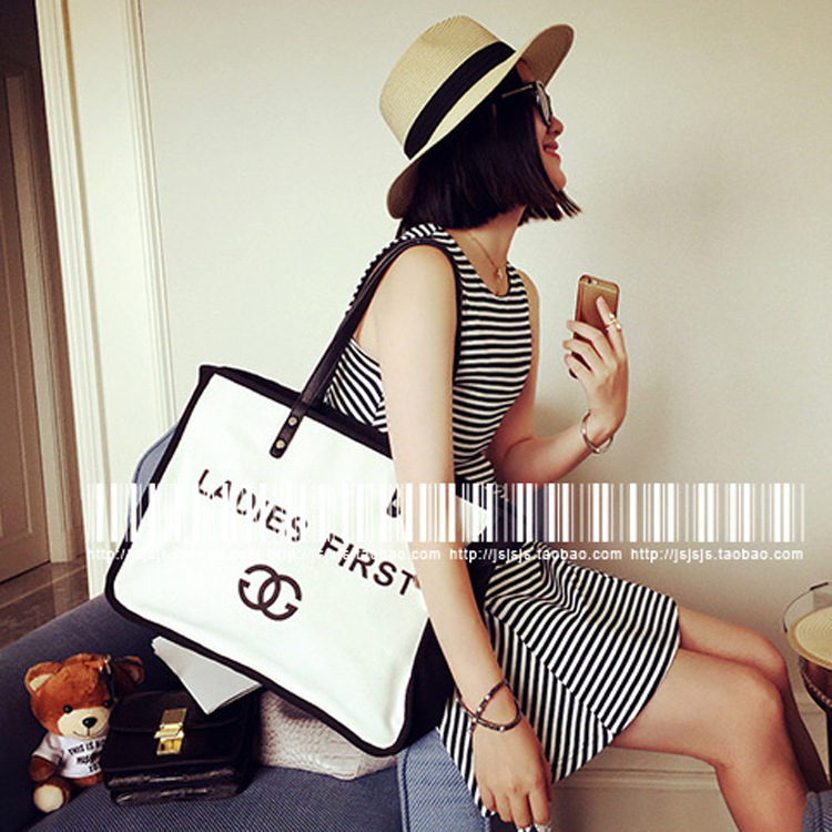 包包2015新款夏女包帆布包单肩包小香风手提包字母购物包大容量包