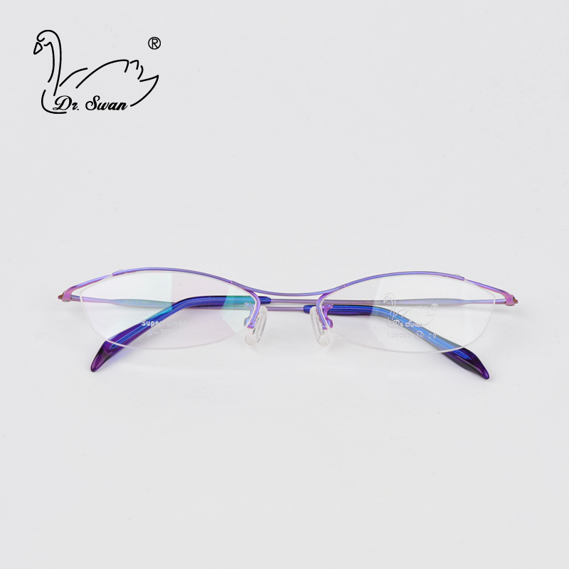 Dr.swan天鹅博士镜架钛合金近视镜女眼镜框眉线半框配镜TQ5003