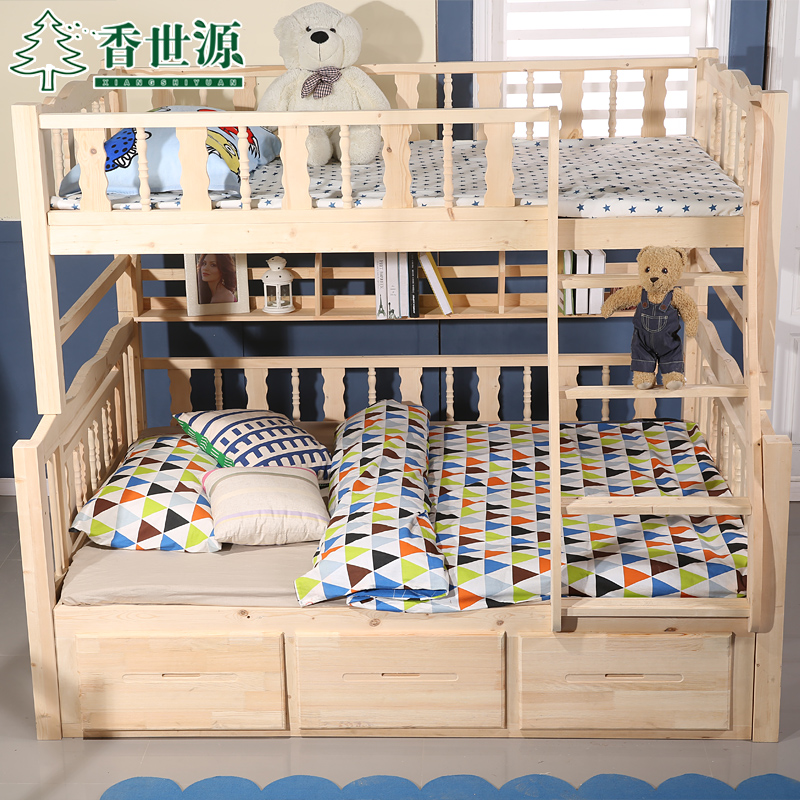 实木儿童床上下高低床子母床亲子床高低铺上下双层实木松木床特价