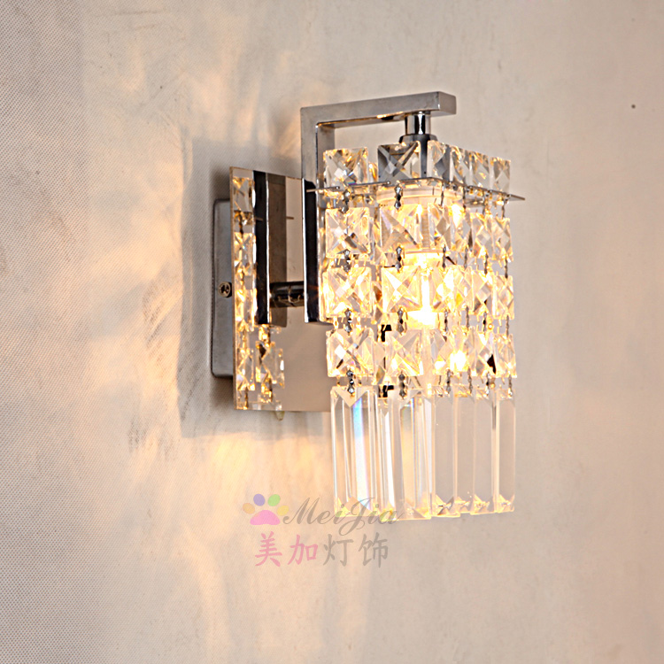 现代简约 LED水晶壁灯宜家客厅卧室床头墙壁灯过道卫生间创意壁灯