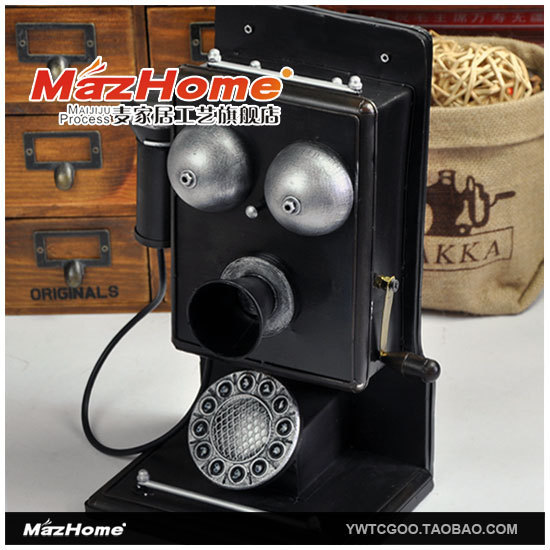 新款老式复古悬挂式电话机摆件 橱窗道具 家居装饰品仿真摆设