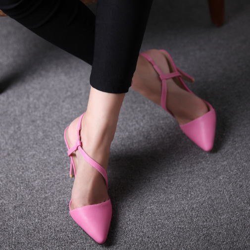 韩国代购2015新款女鞋性感细带镂空单鞋后空包头凉鞋尖头细高跟鞋
