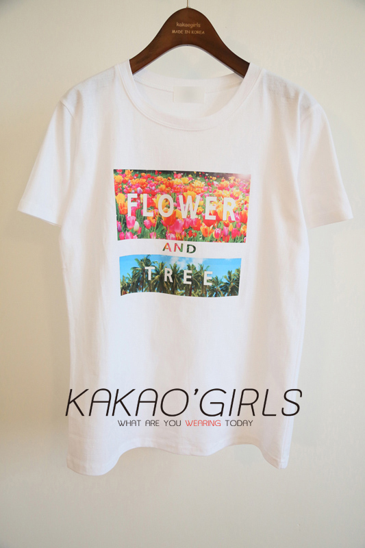现货韩国东大门正品代购2015新款夏装女装花朵FLOWER短袖T恤