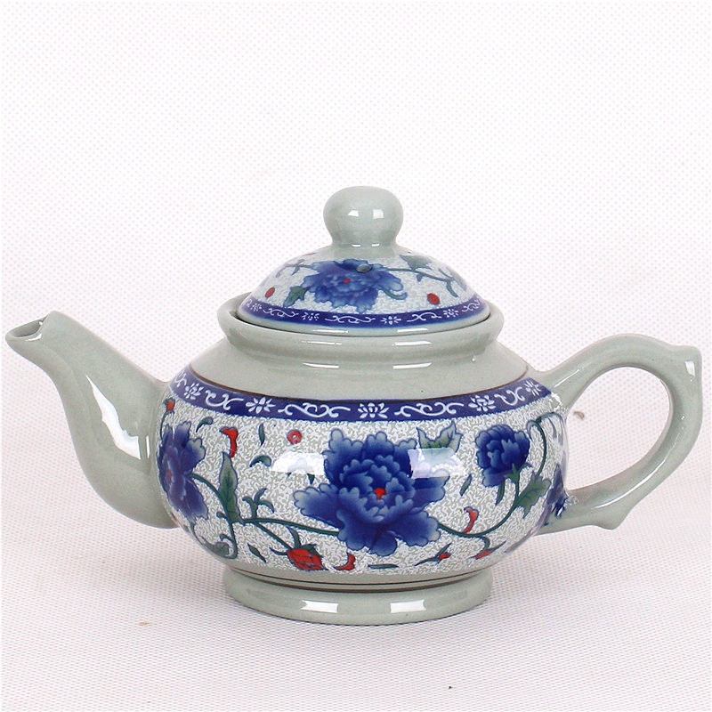 洽顺精瓷青花瓷茶具套装特价小号日式泡花茶壶  陶瓷 带过滤 茶杯