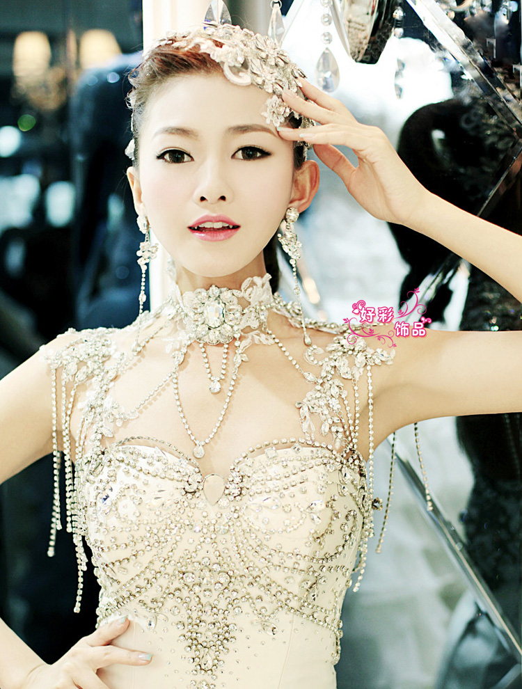 韩式新娘肩链 项链 蕾丝水钻项链结婚饰品 婚纱礼服配饰