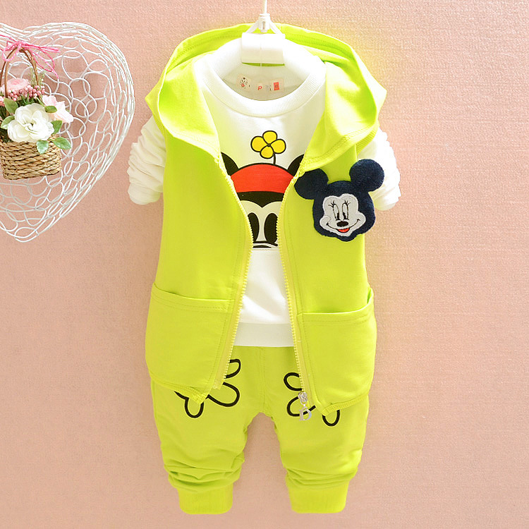 2015秋装套装男童婴幼儿衣服韩版休闲长袖米奇童装三件套1-3岁半