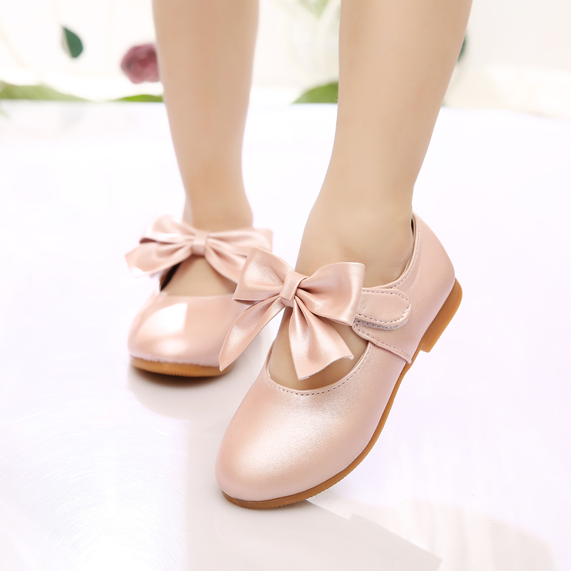 儿童公主鞋2016女童秋鞋新款韩版女童蝴蝶结皮鞋平底单鞋舞蹈鞋