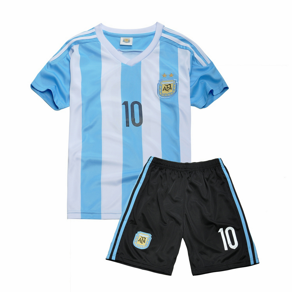 巴西世界 杯球衣 阿根廷白色童装10号足球服 套装儿童训练球服