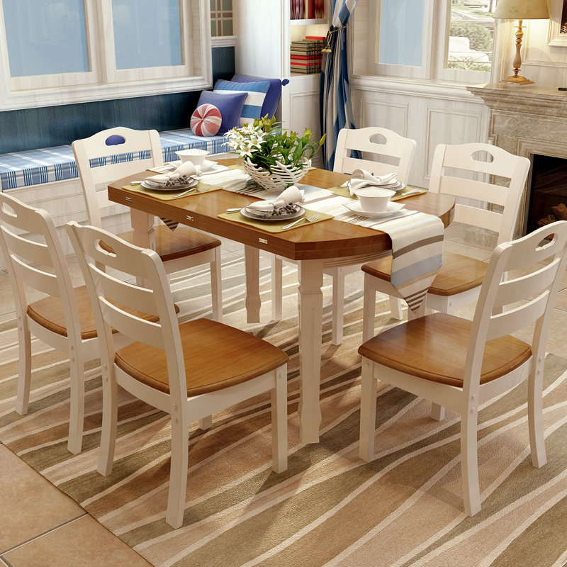 诗菲亚 实木折叠可伸缩餐桌 椅 组合 橡木餐桌 小户型饭桌 圆桌