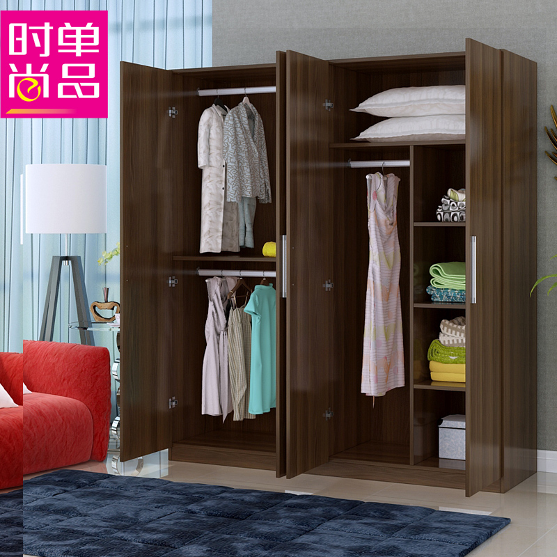 简易宜家衣柜实木质板式组合整体衣柜2门3门4门大衣柜衣橱