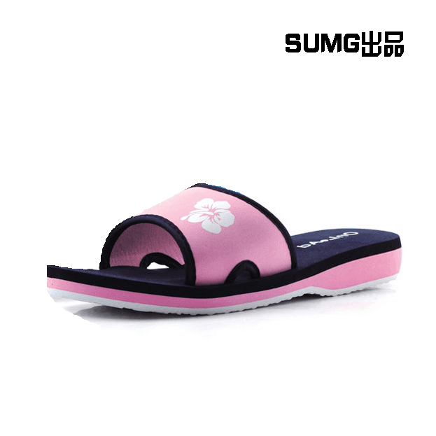 2015夏季SUMG居家包边拖鞋女士粉色樱花一字拖鞋镂空透气舒适拖鞋