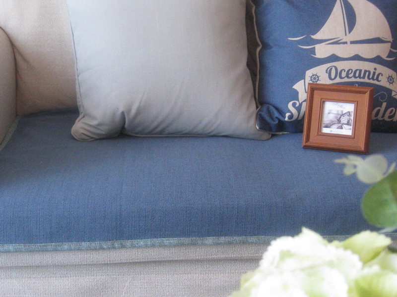 高档四季通用防滑纯色布艺客厅沙发垫夏季组合沙发靠背巾复古蓝色