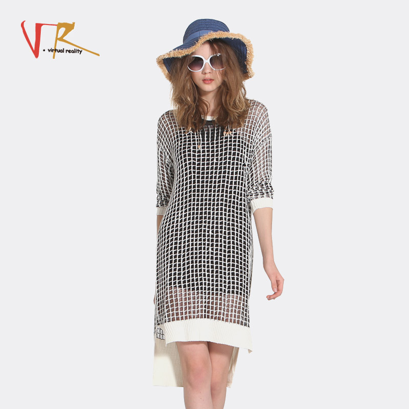 VR2015夏季新品黑白长款针织裙VDM6620