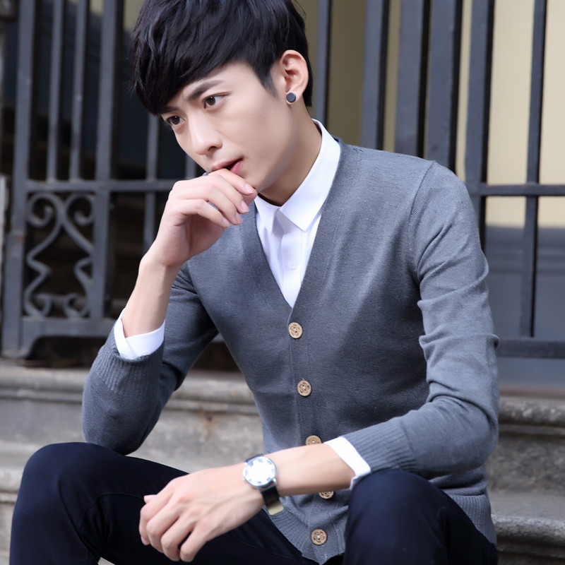 2016年新款时尚男装韩版修身潮青少年针织衫开衫197466