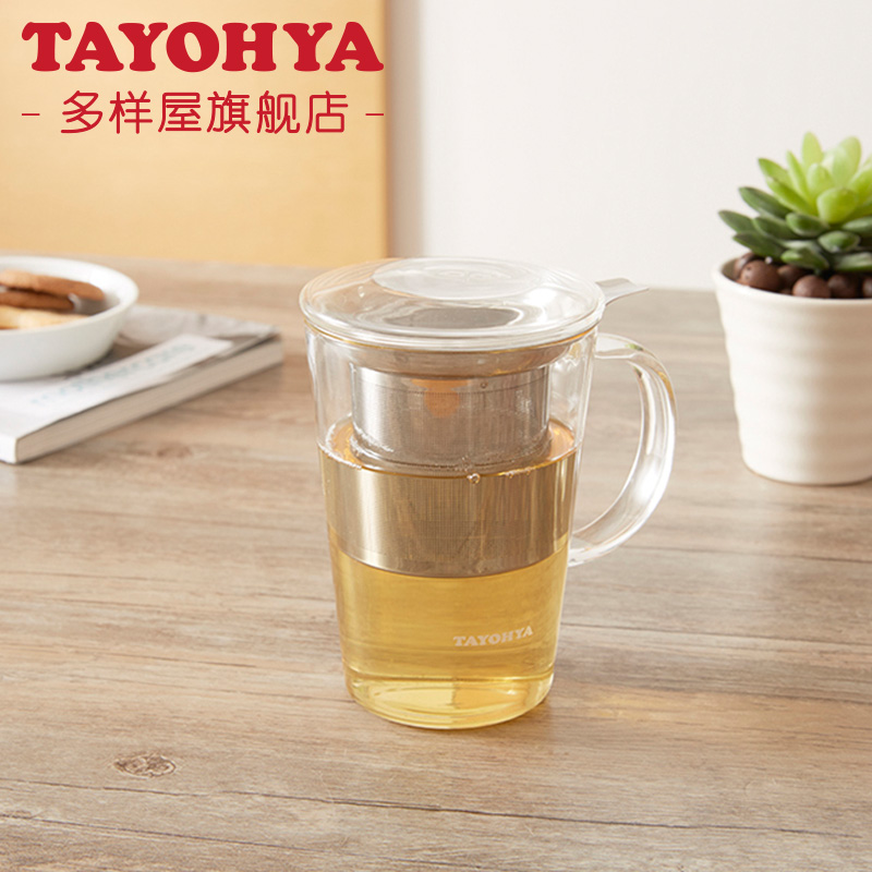 多样屋 玻璃水杯茶隔杯泡茶杯子耐热玻璃杯花茶杯茶叶大麦玄米茶