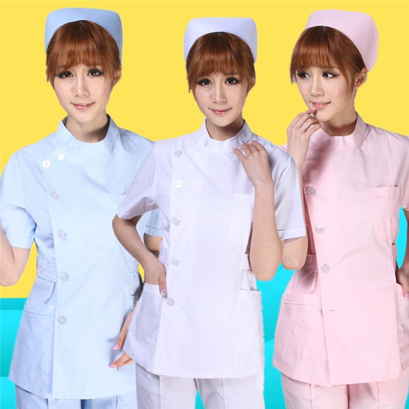 依美洁夏装护士服 白色短袖护士服粉色美容服医院实习服南丁格尔