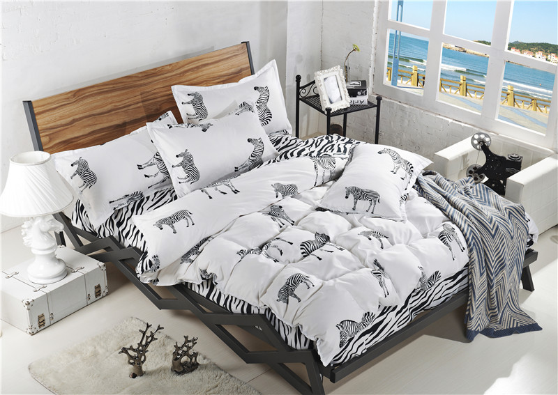 特色潮品黑白印花四件套印花床单款现代床上用品