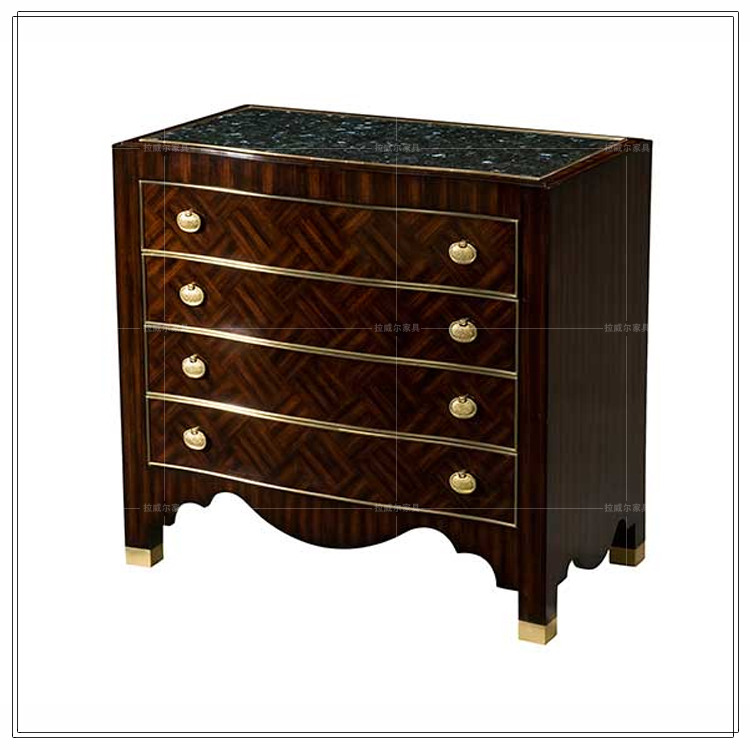 美式实木床头柜法式复古做旧橡木雕花床头柜床边柜欧式实木三斗柜