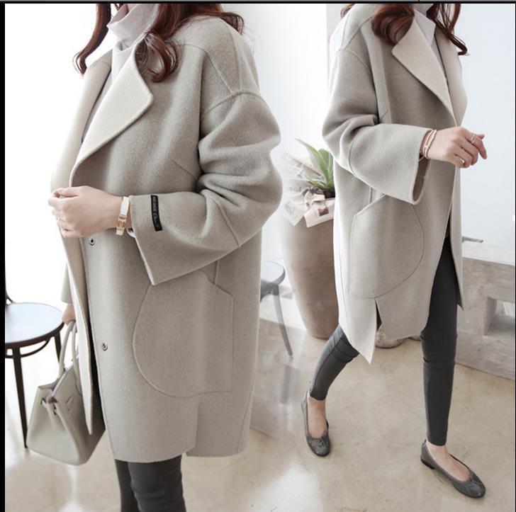 2016秋冬新款韩版宽松呢大衣中长款冬装茧型显瘦羊毛呢女士外套
