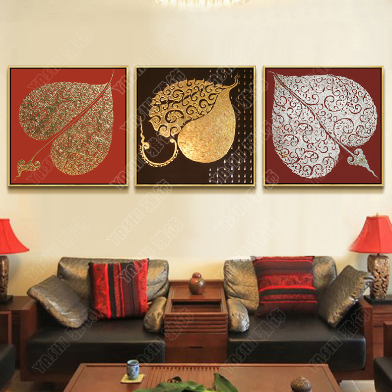东南亚泰式风格纯手绘油画会所别墅家居客厅装饰画抽象画挂画壁画