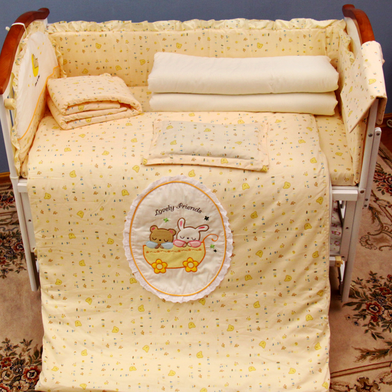 壹零年代 婴儿床上用品套件贴布绣全棉宝宝床品四七件套高档正品