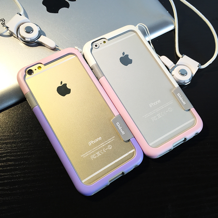 韩国撞色 苹果6边框4.7 iphone6 plus手机壳 5.5挂绳5s硅胶外套软