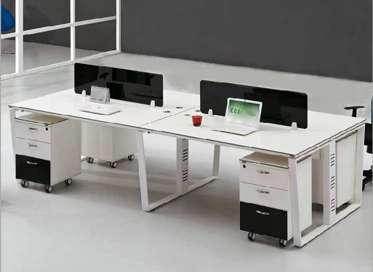 厂家定做现代办公家具开放式办公桌员工位职员桌4人组合办公桌椅