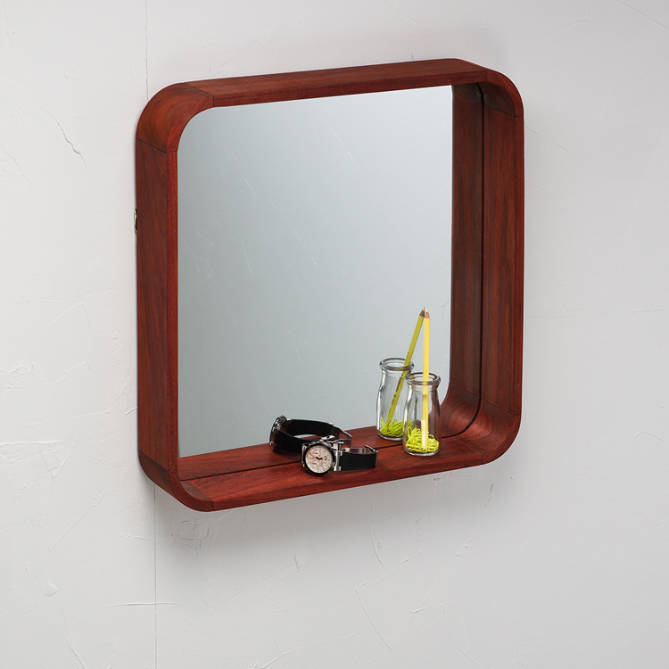 木制家装壁挂装饰镜黑酸枝红花梨浴室镜化妆试衣镜创意方形梳妆镜