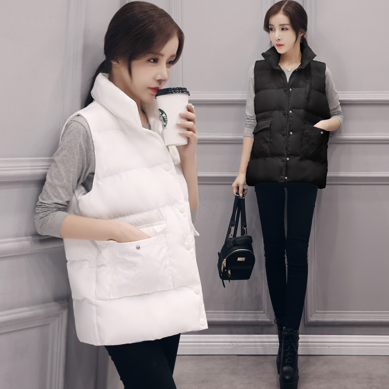 2016年秋冬新款羽绒棉马甲夹立领无袖女韩版修身显瘦短款外套棉衣
