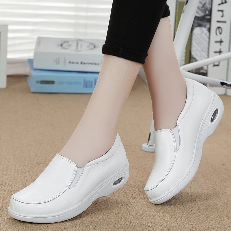 2016新款韩版真皮护士白色气垫鞋休闲时尚小白鞋美容院工作女鞋