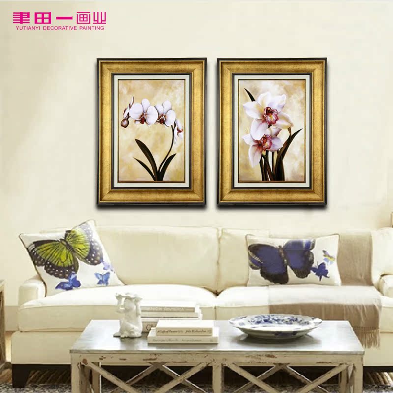 聿田一画业 沙发背景墙装饰画复古美式客厅卧室乡村仿油画花卉