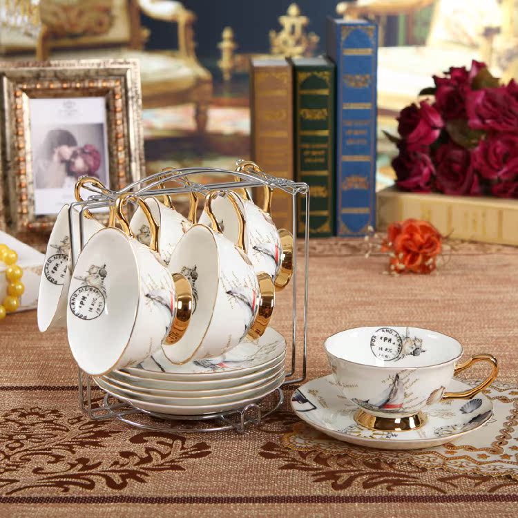 欧式骨瓷咖啡杯套装陶瓷红茶杯下午茶杯碟创意高档英式咖啡杯