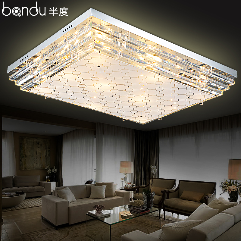 半度LED吸顶灯现代简约客厅灯长方形水晶灯大气卧室灯具房间灯饰