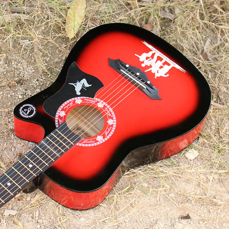 正品化红色38寸电箱吉他 初学者入门民谣吉它新手练习琴学生jita