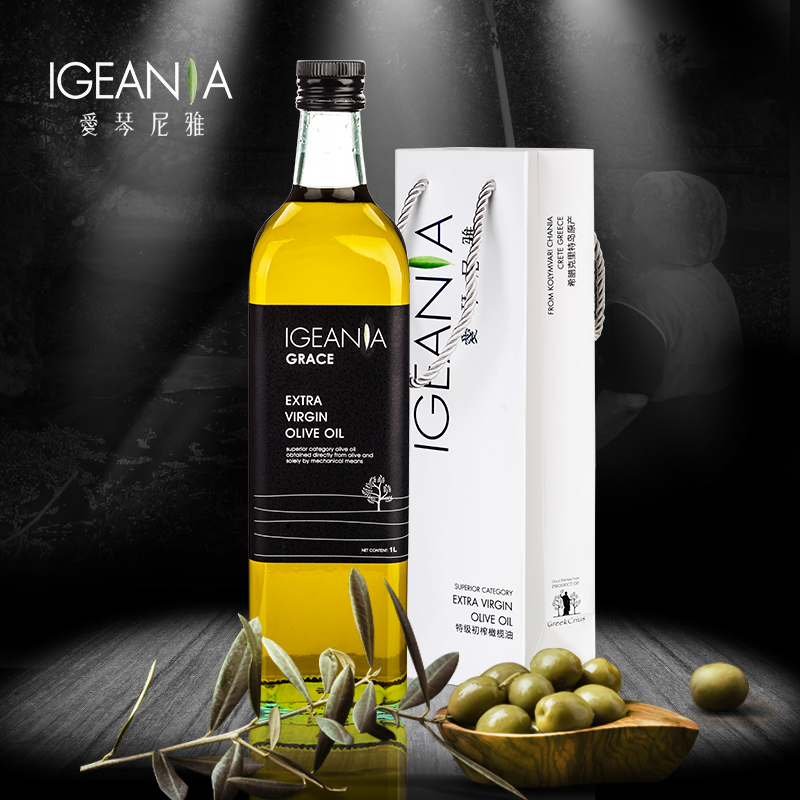 爱琴尼雅 希腊原瓶原装进口特级初榨食用橄榄油1L实惠装
