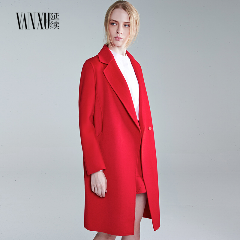 预售7天发货红色大码茧型双面羊绒大衣女中长款2016时尚显瘦韩版