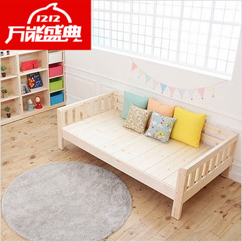 简约韩式实木床松木床带护栏床三面护栏床儿童床单人床双人床