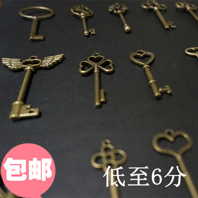 古铜色钥匙饰品配件 钥匙圈 diy复古钥匙扣 钥匙毛衣链许愿玻璃瓶