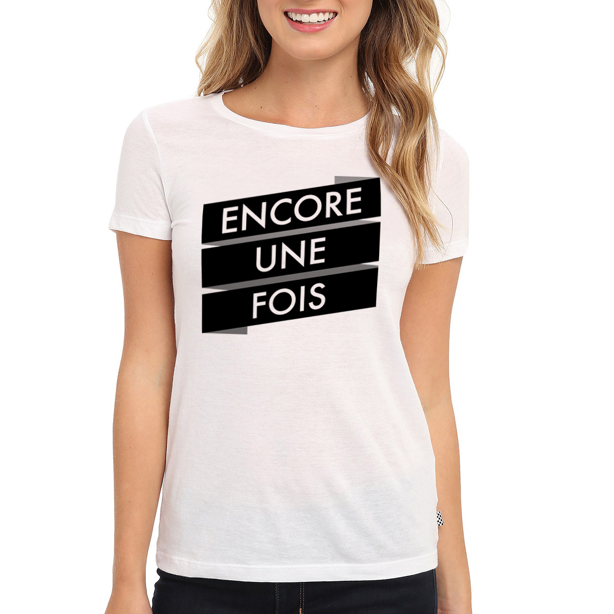 女装新款个性法语个性印花T恤 女圆领短袖纯棉T恤Tee W-L003